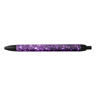 Donkerpaarse namaak glinsterende glitter vonken zwarte inkt pen