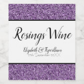 Donkerpaarse nep glitters wijnetiket wijn etiket (Enkel label)