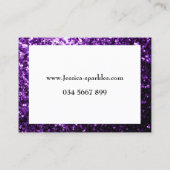 Donkerpaarse nep glitterspikkels frame Wit Visitekaartje (Achterkant)