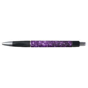 Donkerpaarse nepschitterende glitters glinster pen