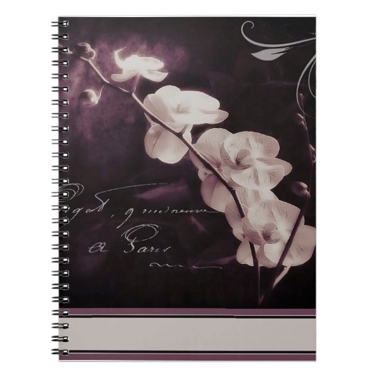 Donkerpaarse orchidee notitieboek (Voorkant)