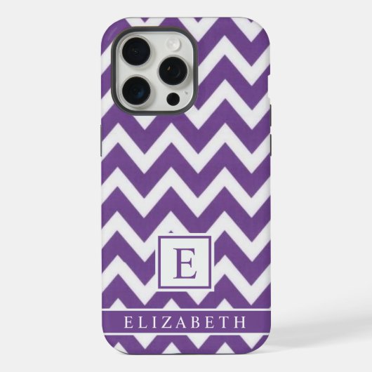  donkerpaarse Paarse witte Chevron iPhone Hoesje (Achterkant)