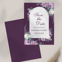 Donkerpaarse Pioenrozen Save The Date Kaart