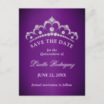 Donkerpaarse Quinceanera Bewaar De Datum