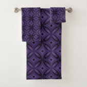 Donkerpaarse Retro Patroon Bad Handdoek (Insitu)
