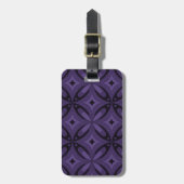 Donkerpaarse Retro Patroon Bagagelabel (Voorkant verticaal)