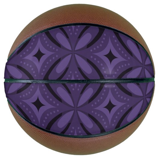 Donkerpaarse Retro Patroon Basketbal (Voorkant)