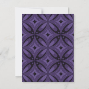 Donkerpaarse Retro Patroon Briefkaart
