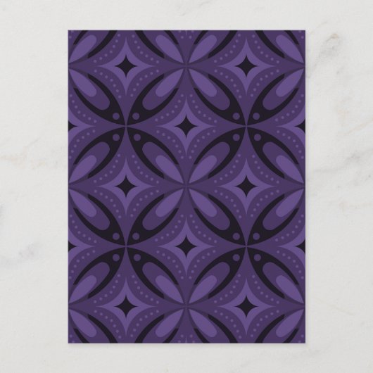 Donkerpaarse Retro Patroon Briefkaart (Voorkant)