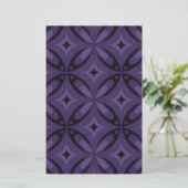 Donkerpaarse Retro Patroon Briefpapier (Staand voorkant)