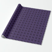 Donkerpaarse Retro Patroon Cadeaupapier (Uitgerold)