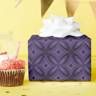 Donkerpaarse Retro Patroon Cadeaupapier