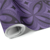 Donkerpaarse Retro Patroon Cadeaupapier (Rol Hoek)