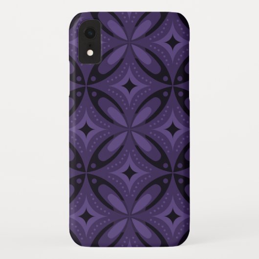 Donkerpaarse Retro Patroon Case-Mate iPhone Case (Achterkant)