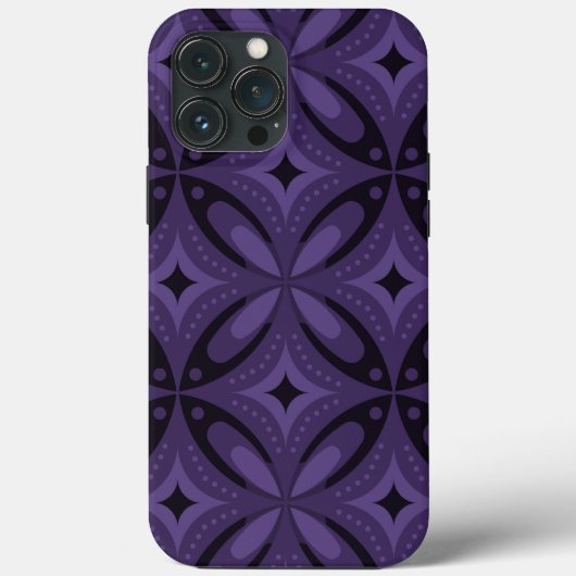 Donkerpaarse Retro Patroon Case-Mate iPhone Case (Achterkant)