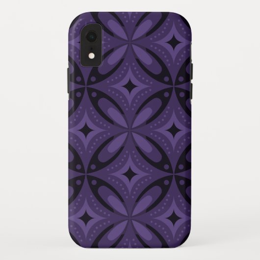 Donkerpaarse Retro Patroon Case-Mate iPhone Case (Achterkant)