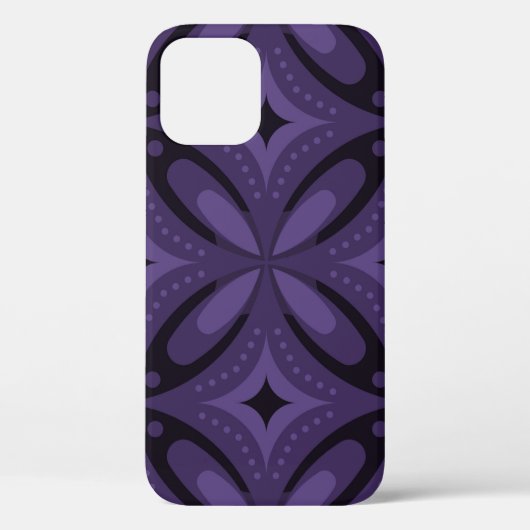 Donkerpaarse Retro Patroon Case-Mate iPhone Case (Achterkant)