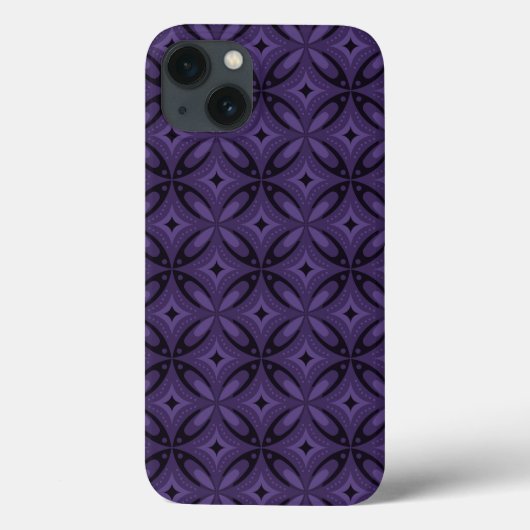 Donkerpaarse Retro Patroon Case-Mate iPhone Case (Achterkant)