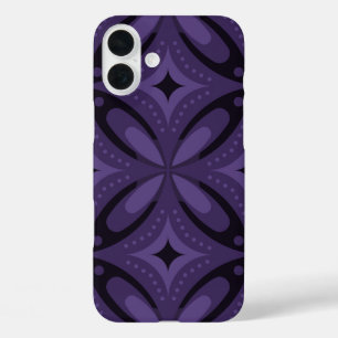 Donkerpaarse Retro Patroon iPhone 16 Plus Hoesje