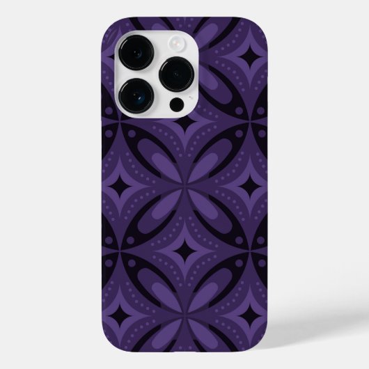Donkerpaarse Retro Patroon Case-Mate iPhone Case (Achterkant)