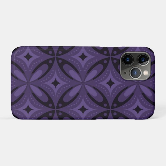 Donkerpaarse Retro Patroon Case-Mate iPhone Case (Achterkant (horizontaal))