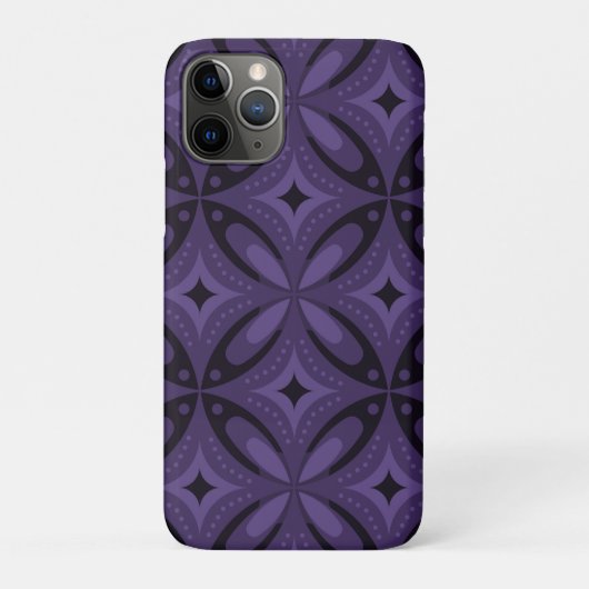 Donkerpaarse Retro Patroon Case-Mate iPhone Case (Achterkant)