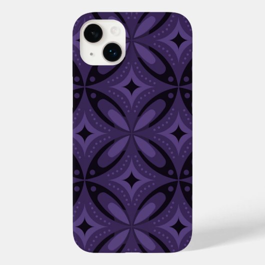 Donkerpaarse Retro Patroon Case-Mate iPhone Case (Achterkant)