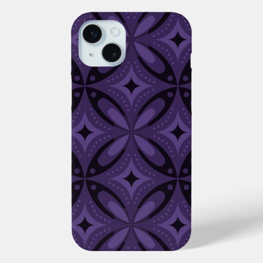 Donkerpaarse Retro Patroon Case-Mate iPhone Case (Achterkant)