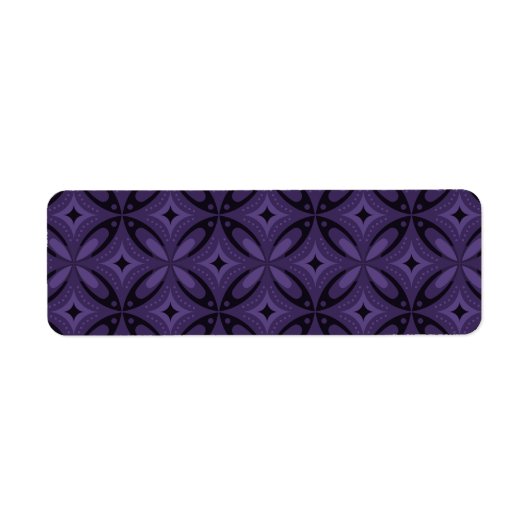 Donkerpaarse Retro Patroon Etiket (Voorkant)