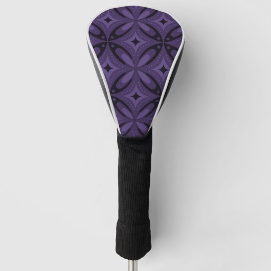 Donkerpaarse Retro Patroon Golfheadcover (Voorkant)