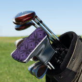 Donkerpaarse Retro Patroon Golfheadcover (Insitu)