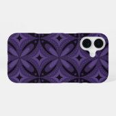 Donkerpaarse Retro Patroon iPhone 16 Hoesje (Achterkant horizontaal)