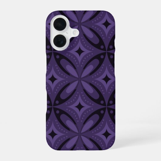Donkerpaarse Retro Patroon iPhone 16 Hoesje (Achterkant)