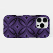 Donkerpaarse Retro Patroon iPhone Hoesje (Achterkant horizontaal)