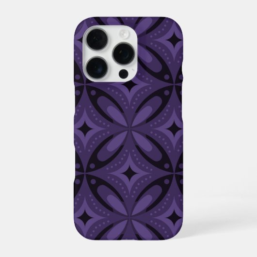 Donkerpaarse Retro Patroon iPhone Hoesje (Achterkant)