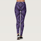 Donkerpaarse Retro Patroon Leggings (Achterkant)