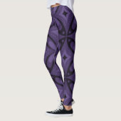 Donkerpaarse Retro Patroon Leggings (Links)
