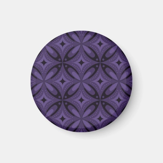 Donkerpaarse Retro Patroon Magneet (Voorkant)