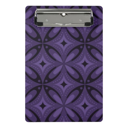 Donkerpaarse Retro Patroon Mini Klembord (Voorkant)