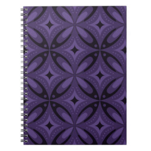 Donkerpaarse Retro Patroon Notitieboek