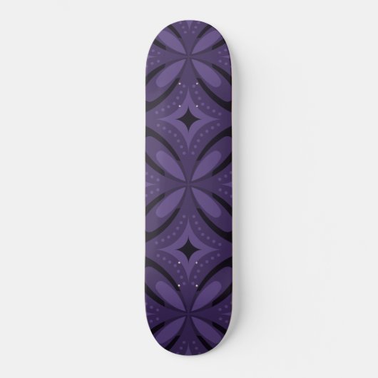 Donkerpaarse Retro Patroon Persoonlijk Skateboard (Voorkant)