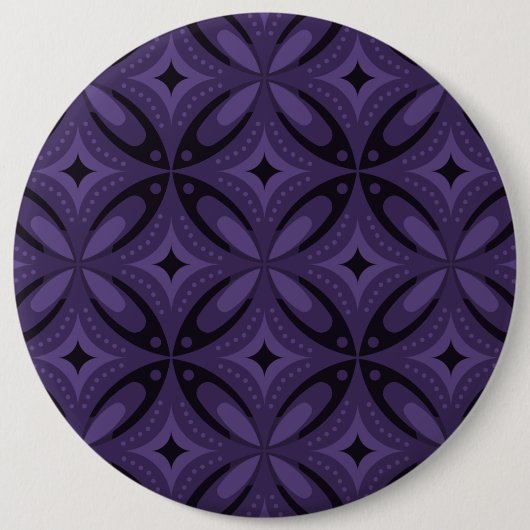 Donkerpaarse Retro Patroon Ronde Button 6,0 Cm (Voorkant)