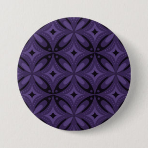 Donkerpaarse Retro Patroon Ronde Button 7,6 Cm