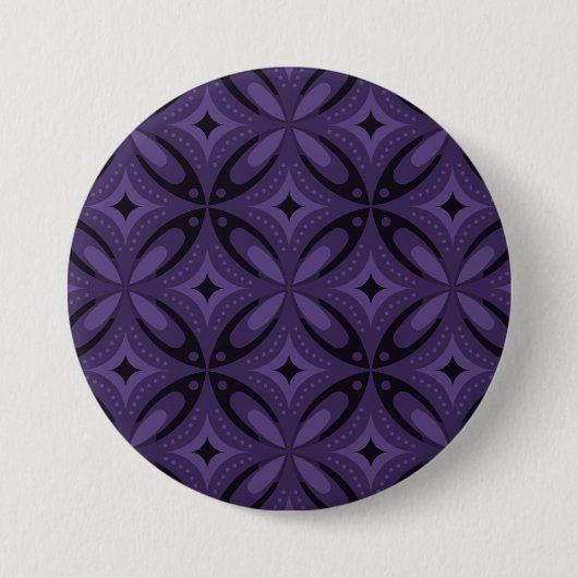 Donkerpaarse Retro Patroon Ronde Button 7,6 Cm (Voorkant)