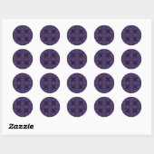 Donkerpaarse Retro Patroon Ronde Sticker (Vel)