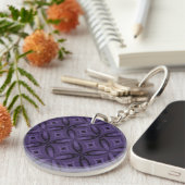 Donkerpaarse Retro Patroon Sleutelhanger (Voorkant Rechts)