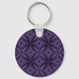 Donkerpaarse Retro Patroon Sleutelhanger
