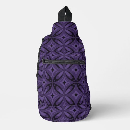 Donkerpaarse Retro Patroon Sling Bag (Voorkant)