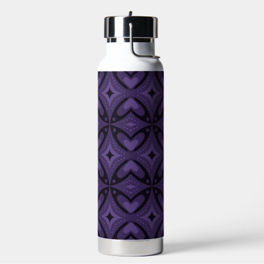 Donkerpaarse Retro Patroon Waterfles (Links)