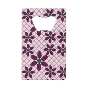 Donkerpaarse Roospatroon — Elegante Pruimflora Creditkaart Flessenopener